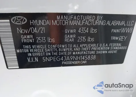 2022 Hyundai Sonata Se from USA, damaged, VIN 5NPEG4JA9NH145838